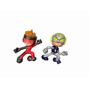 Ninja Kidz Clubz 2.5” Action Figures Ashton Myler & Rare Blue & Gray Suit Figure